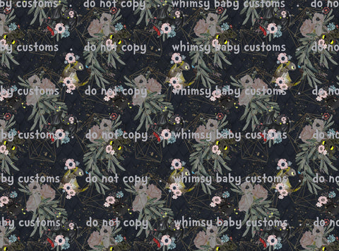 Fabric Geo and Floral on Navy with Dragon with No Teeth (HHTYD)