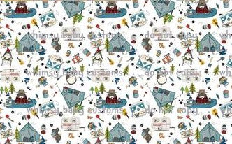 Fabric T Loves Camping on White