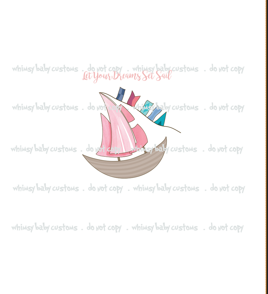 Swim Fabric Pink Sailboat Child Panel
