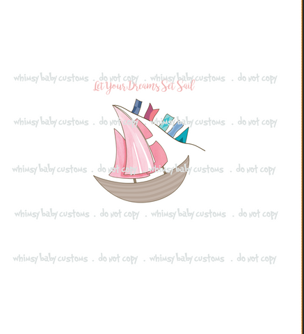 Swim Fabric Pink Sailboat Child Panel
