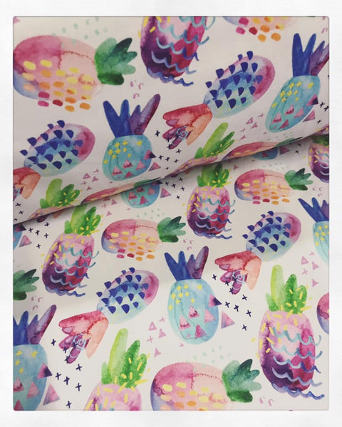 Fabric Watercolour Pineapples (on white)