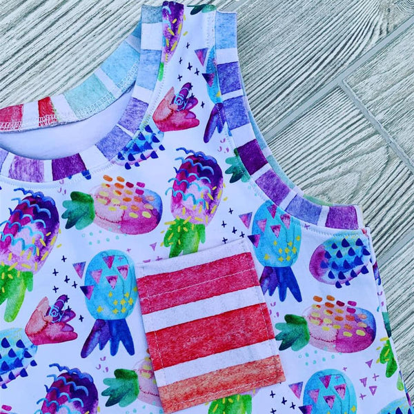 Fabric Watercolour Pineapples (on white)