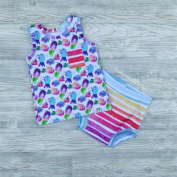 Fabric Pastel Watercolour Rainbow Stripes