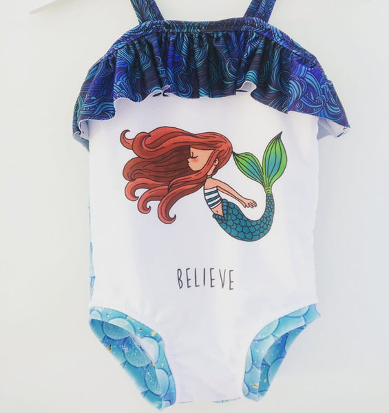 513 Believe Mermaid Child Panel (Redhead)