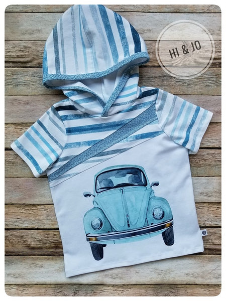 A1060 Adult/Romper Panel Watercolour Blue VW Bug / Car