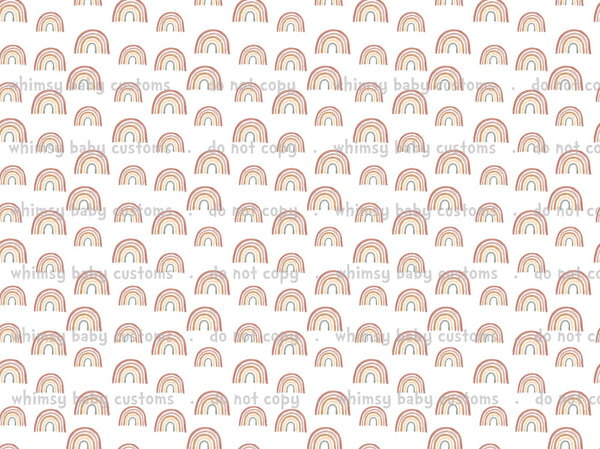Fabric Earth toned Rainbow Collection Rainbows on White On Various Bases