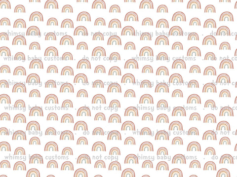 Fabric Earth toned Rainbow Collection Rainbows on White On Various Bases