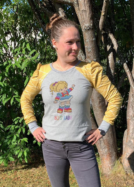 A1025H Adult/Romper Panel Rainbow Brite 80's Baby on HEATHER