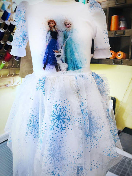 C255 Cold Sisters 2: Hand Drawn Cold Sisters Child Panel (Cotton Lycra) - C12