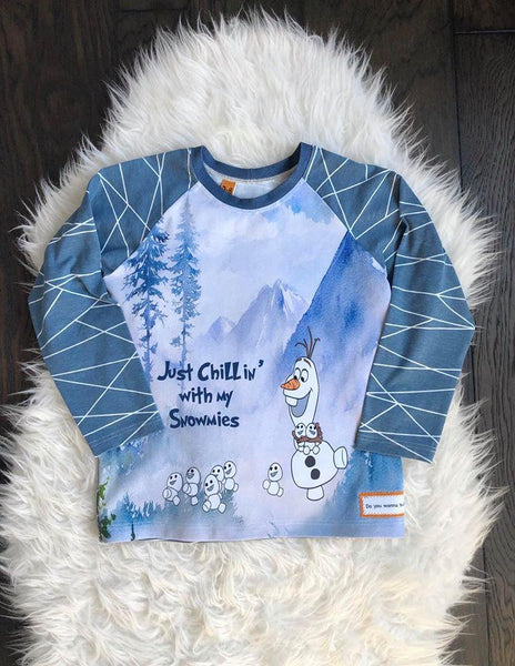 C251 Cold Sisters 2: Snowman Just Chillin' with my Snowmies Child Panel (Cotton Lycra) - C12