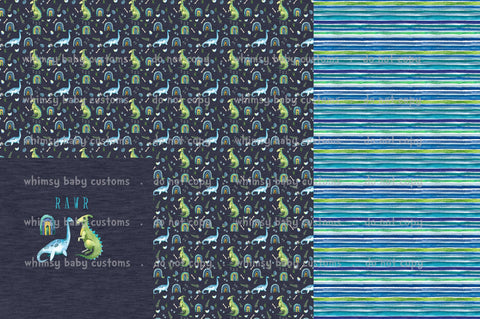 Rapport Watercolor Blue Rainbow Dinosaurs On Various Bases