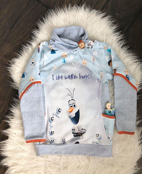 C263 Cold Sisters 2 Snowman I like warm hugs Child Panel (Cotton Lycra)