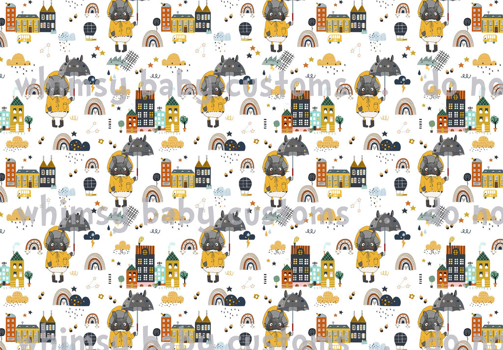 Fabric It's raining T on White