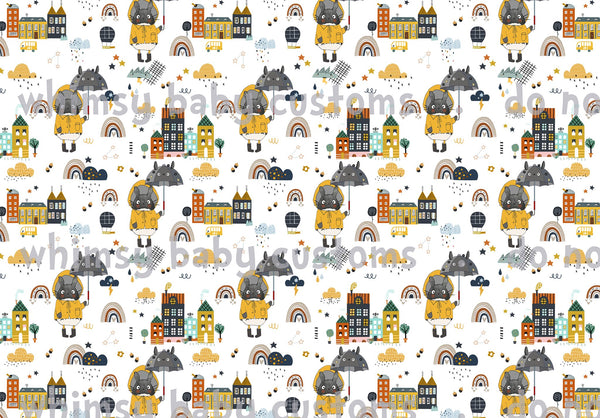 Fabric It's raining T on White