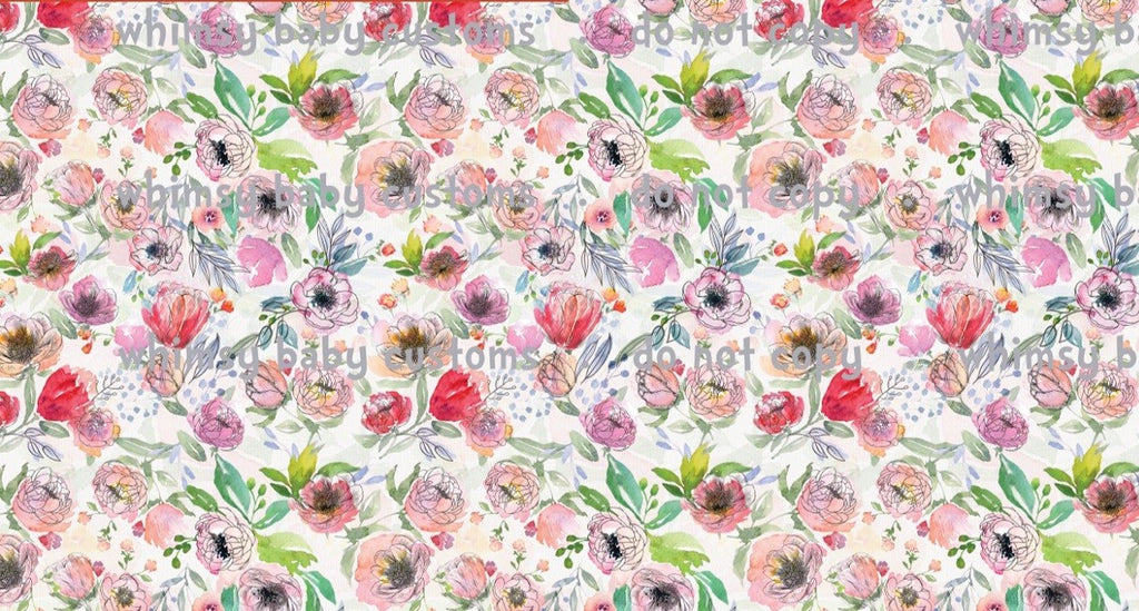 Fabric Watercolor Peonies Scribble