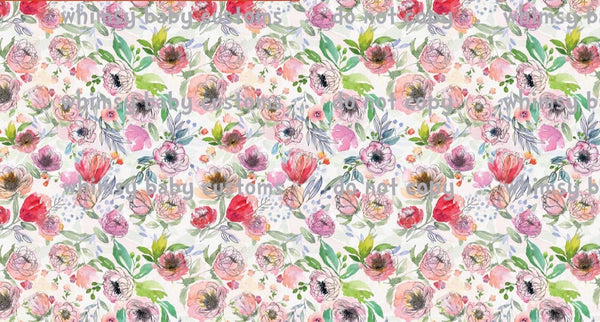 Fabric Watercolor Peonies Scribble