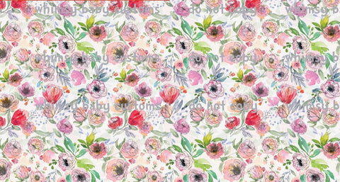 Fabric Watercolor Peonies Scribble