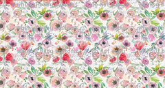 Fabric Watercolor Peonies Scribble
