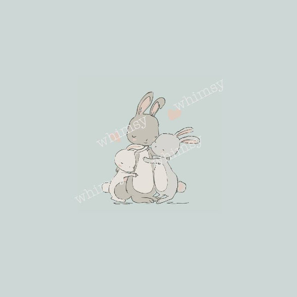 704 Bunny Mama and Baby Bunnies Hugging Child Panel