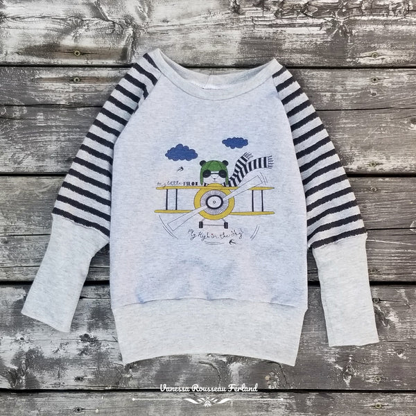 N685H  Fly High in the Sky Child Panel (on Heather Grey)