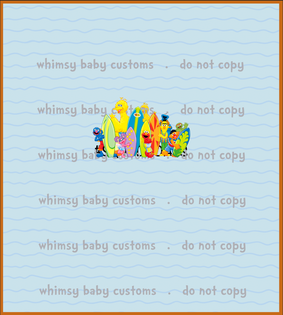 Swim Fabric Sesame Street surfing Child Panel