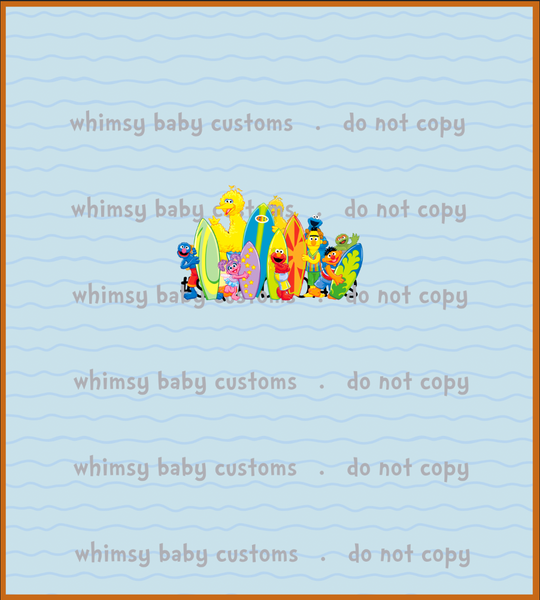 Swim Fabric Sesame Street surfing Child Panel