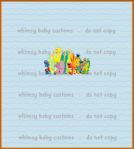 Swim Fabric Sesame Street surfing Child Panel
