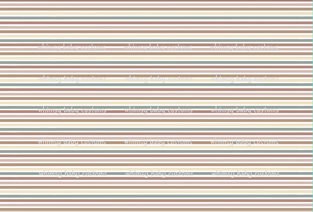 Fabric Earth toned Rainbow Collection Stripes on White