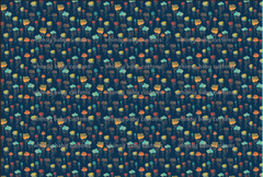 Fabric Earth toned Rainbow Collection Rain Clouds on Navy