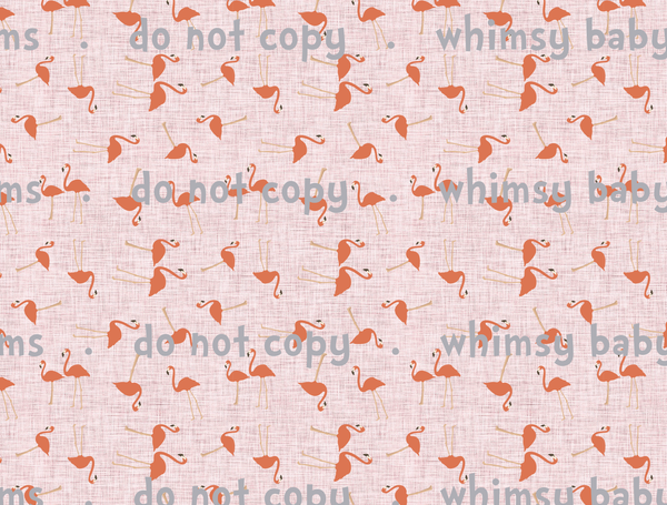 Fabric Flamingos Linen Look