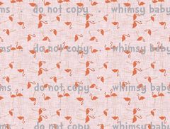 Fabric Flamingos Linen Look
