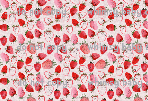 Fabric Watercolour Strawberries on Grunge Pink