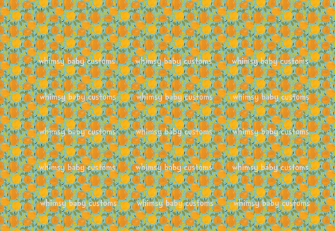 Fabric Oranges on Grunge Green