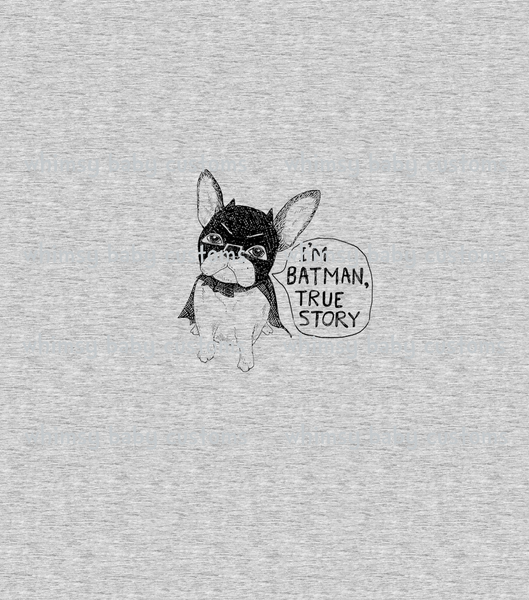 735H I am Batman True Story French Bulldog Child Panel (on HEATHER GREY)