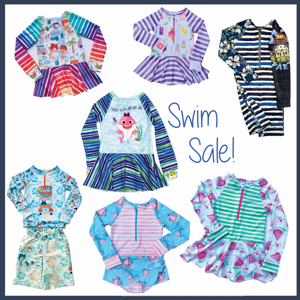 Half and Half T and Rainbows and Stripes on Swim