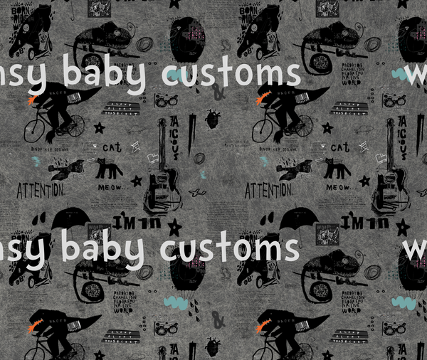 Fabric Graffiti on Grunge Grey