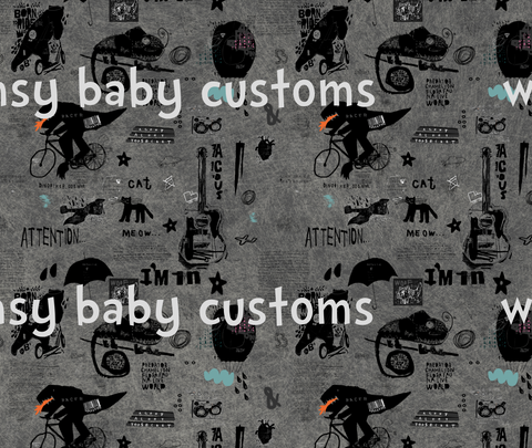 Fabric Graffiti on Grunge Grey