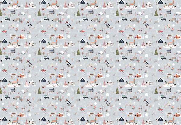 Fabric Natalia Perfect Christmas Winter Village FRENCH TERRY BY THE YARD