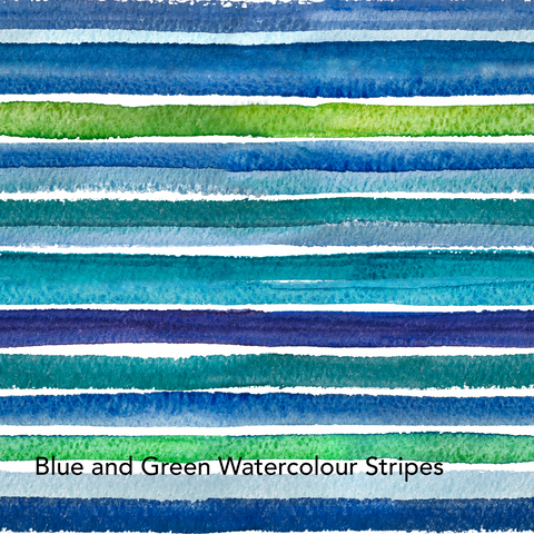 Fabric Blue and Green Watercolor Stripes