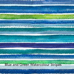 Fabric Blue and Green Watercolor Stripes