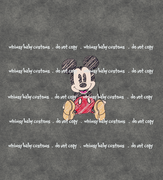 C053 Mr. Mouse on Light Grunge Grey Child Panel