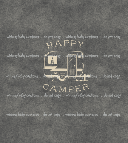 315 Child Panel Happy Camper on Light Grunge Grey