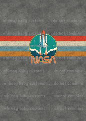 A1034 Adult/Romper Panel NASA with Retro Stripes on Light Grunge Grey