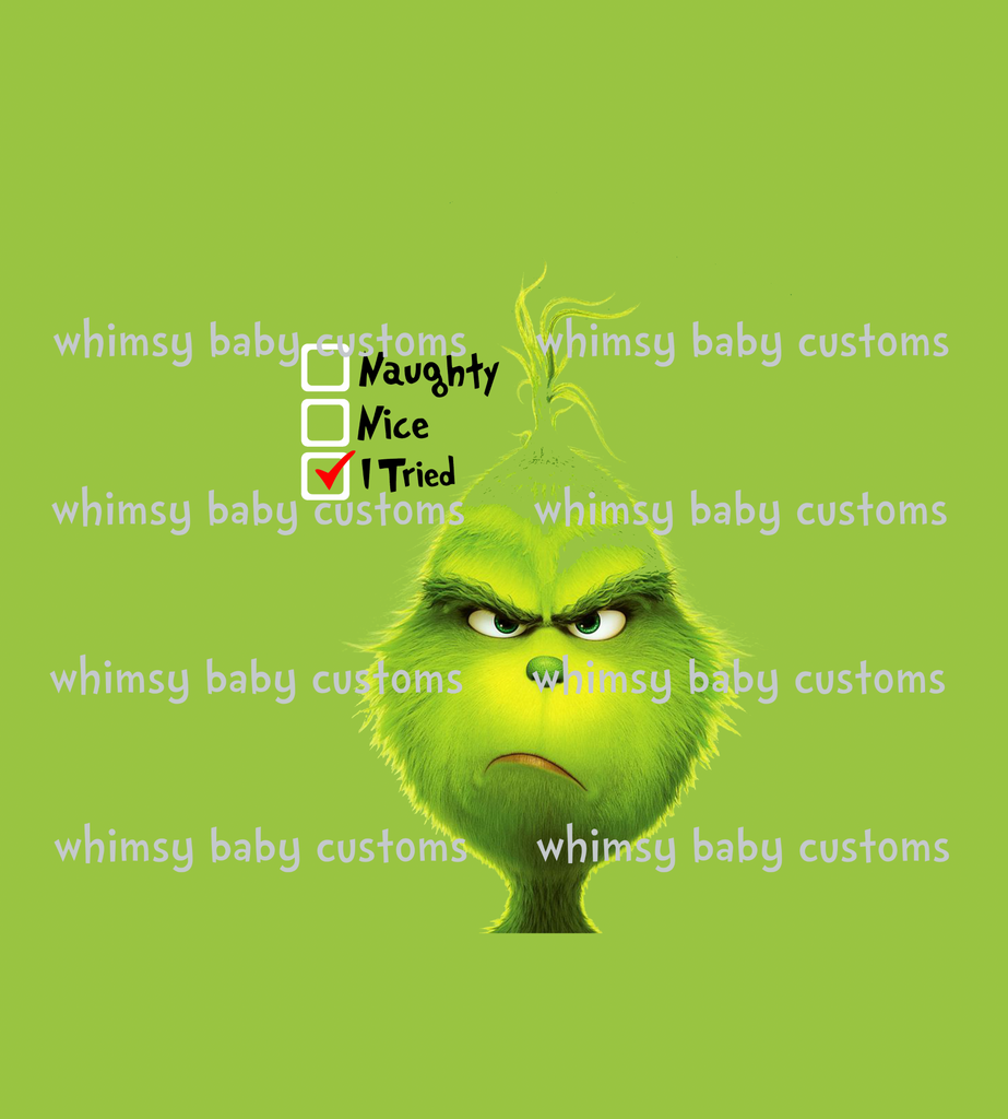 Child Panel Christmas Grumpy Green Guy Naughty Nice