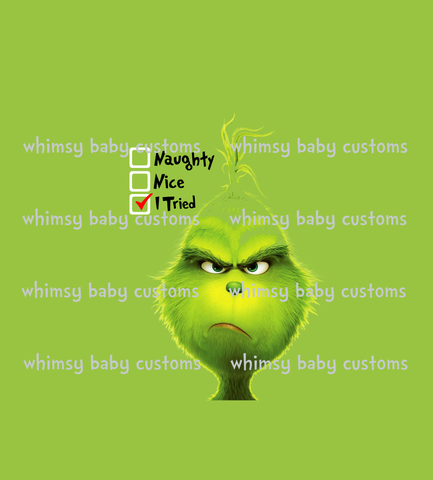 Child Panel Christmas Grumpy Green Guy Naughty Nice