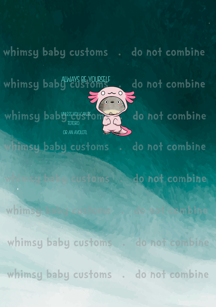 A1073 Adult/Romper Panel Forest Spirit Always Be Yourself Axolotl Pink