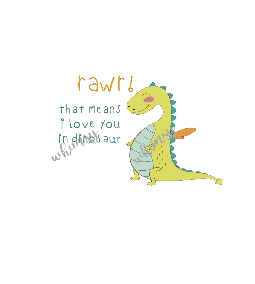 549 RAWR Means I Love You Child Panel (Applique Green Dragon Version)