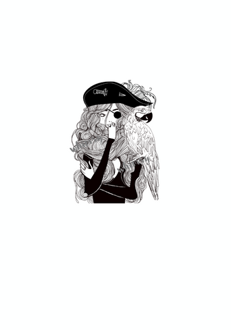 A1037 Pirate Girl on White Adult / Romper Panel