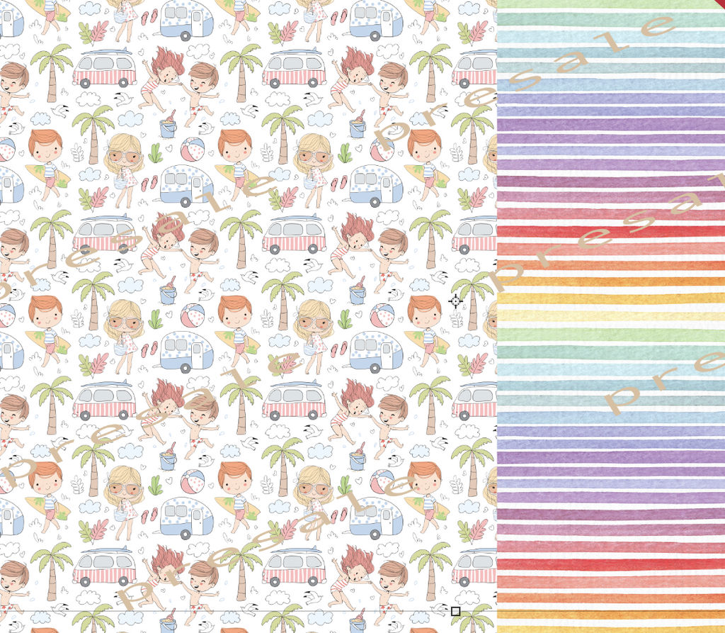 A Perfect Day At The Beach - Main Print and Stripes Half and Half - Girl