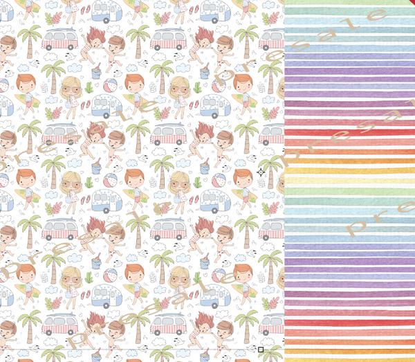 A Perfect Day At The Beach - Main Print and Stripes Half and Half - Girl